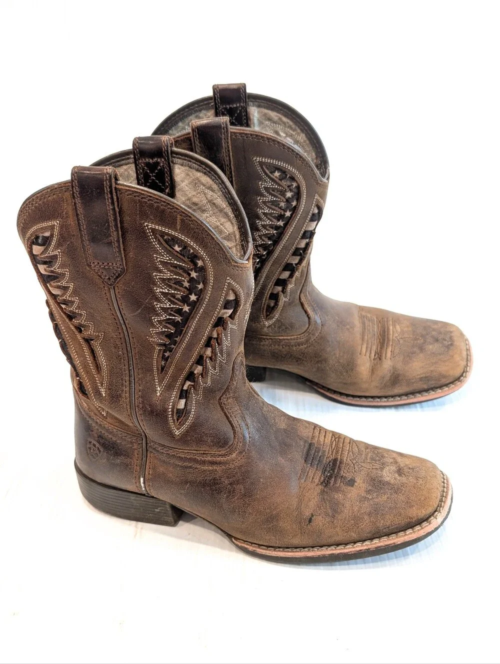 ARIAT Kids Distressed Brown Leather Western Cowboy Boots Size 3